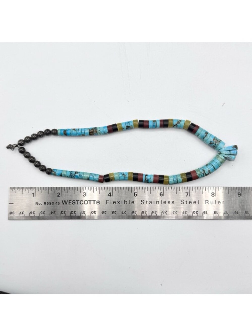 Southwestern Heishi Necklace Turquoise Sterling Bench Beads Onyx Serpentine - Picture 10 of 12